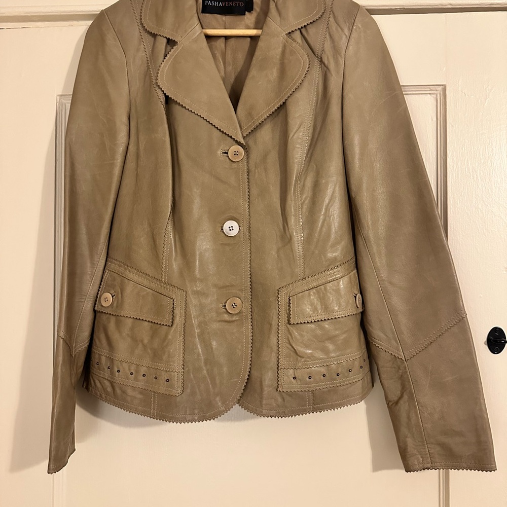 Pasha Veneto Tan Leather Jacket/Blazer for Women